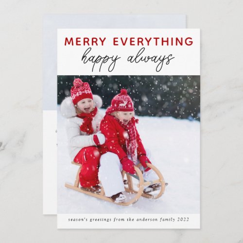 Photo Christmas Card  Merry Everything 