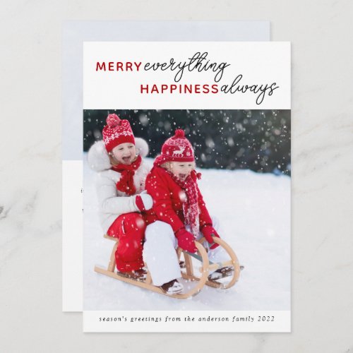 Photo Christmas Card  Merry Everything 