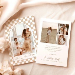 Photo Christmas Card Modern Checker Holiday Card