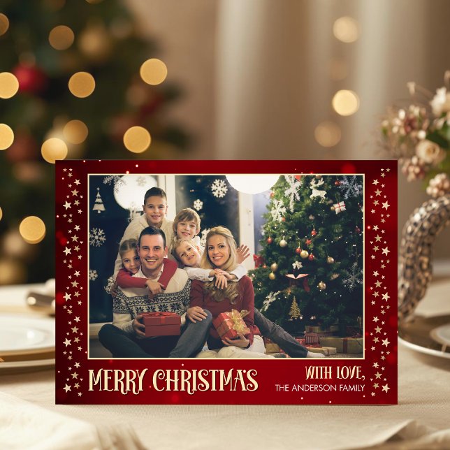 Photo Christmas Card with Family Picture Red Color (Creator Uploaded)