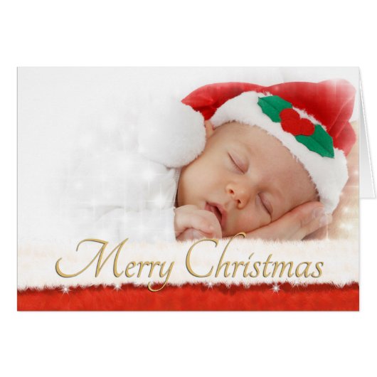 Photo Christmas Card with Santa Claus Suit Fur Fra (Front Horizontal)