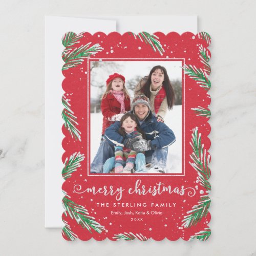 Photo Christmas Cards Red  Green  Glitter Look