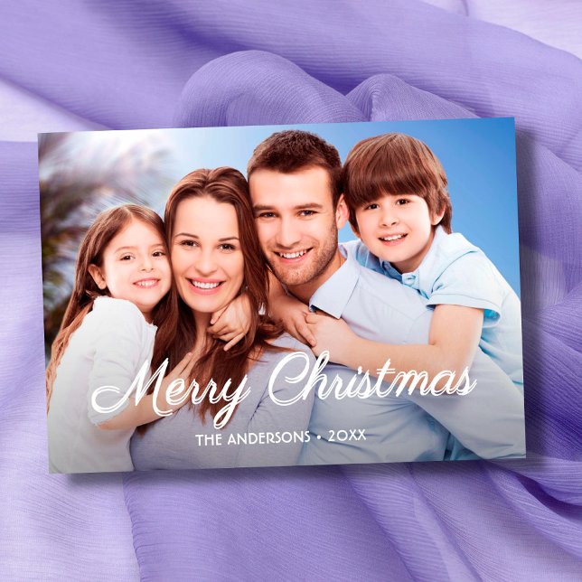 Photo Christmas Elegant Script 2 Sided Design Holiday Card (Creator Uploaded)