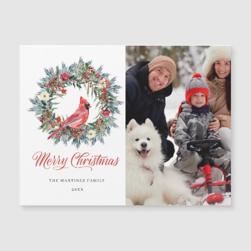 PHOTO Christmas Greeting Holiday Magnetic Card