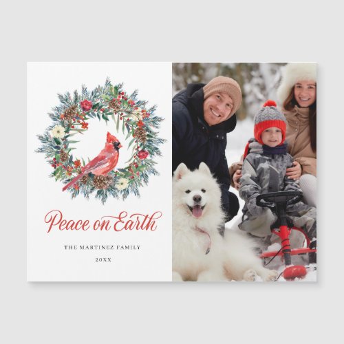 PHOTO Christmas Greeting Holiday Magnetic Card
