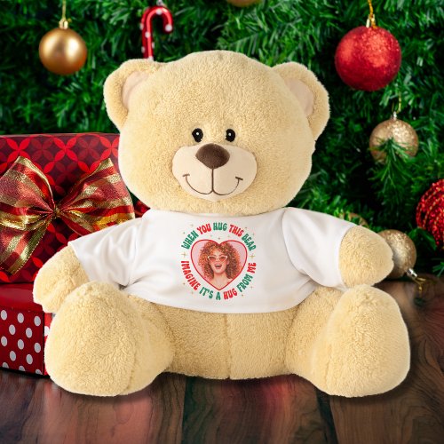 Photo Christmas Heart Hug From Me Personalized Teddy Bear