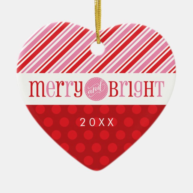 PHOTO CHRISTMAS HEART ORNAMENT :: merry & bright 2 (Front)
