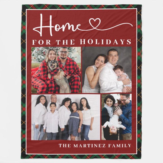 Photo Christmas Holiday Fleece Blanket (Front)