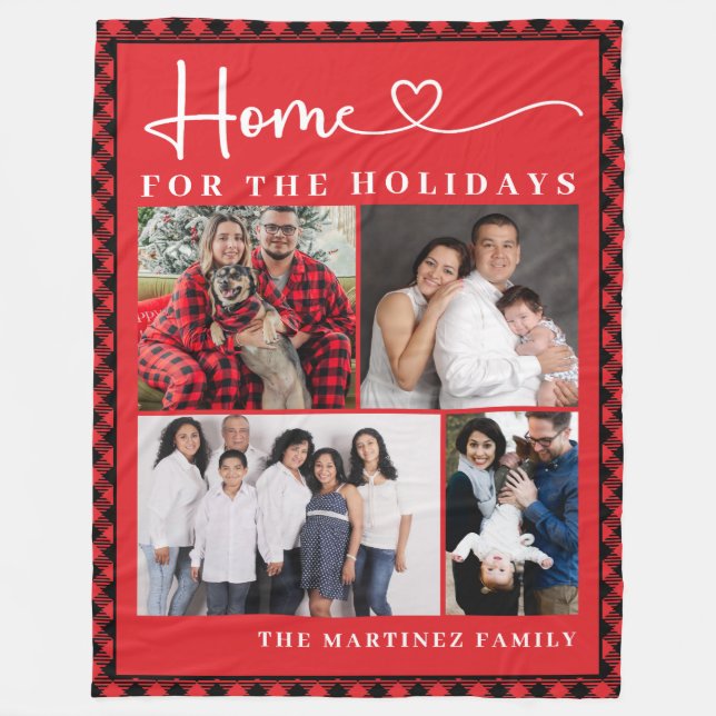Photo Christmas Home for the Holidays Fleece Blanket (Front)