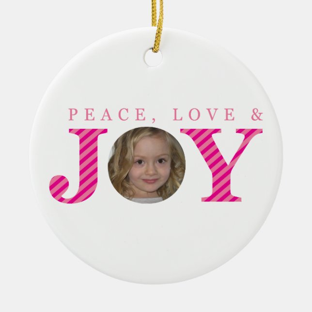 PHOTO CHRISTMAS ORNAMENT :: peace love & joy 5 (Front)