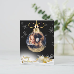 Photo Christmas Ornament Snowflakes Modern Budget Holiday Postcard