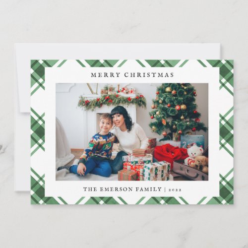 Photo Christmas Plaid Flat Holiday Card