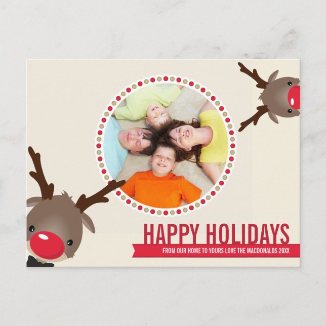 PHOTO CHRISTMAS POSTCARD :: reindeer rudolf 1 (Front)