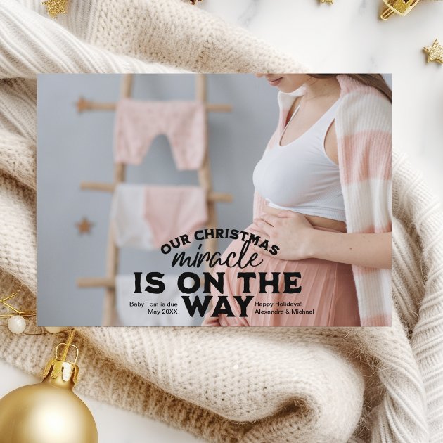 Pregnancy christmas card - Pink Dramatic personalized gifts for you Photo christmas pregnancy announcement