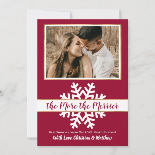 Photo Christmas Pregnancy Announcement Card