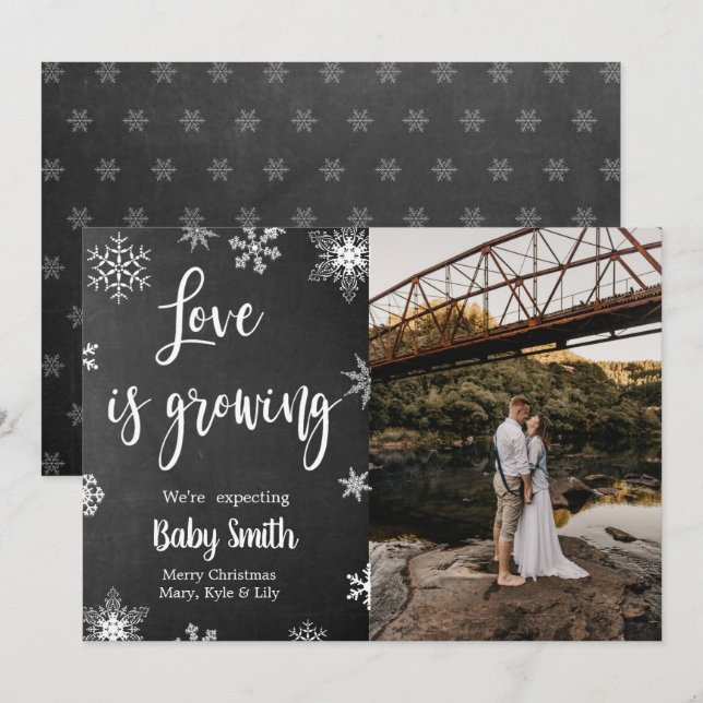 Photo Christmas Pregnancy Announcement Card (Front/Back)