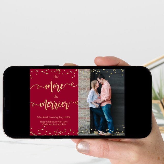 Photo Christmas Pregnancy Announcement Cards (Front Digital)
