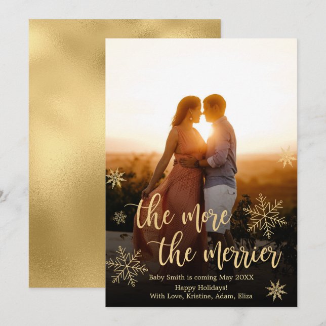Photo Christmas Pregnancy Announcement Cards (Front/Back)