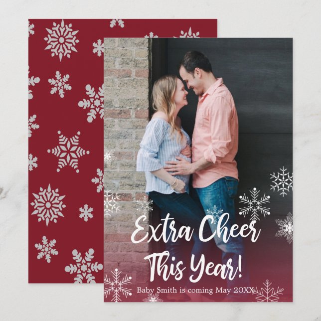 Photo Christmas Pregnancy Announcement Cards (Front/Back)