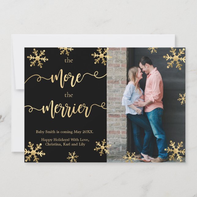 Photo Christmas Pregnancy Announcement Cards (Front)
