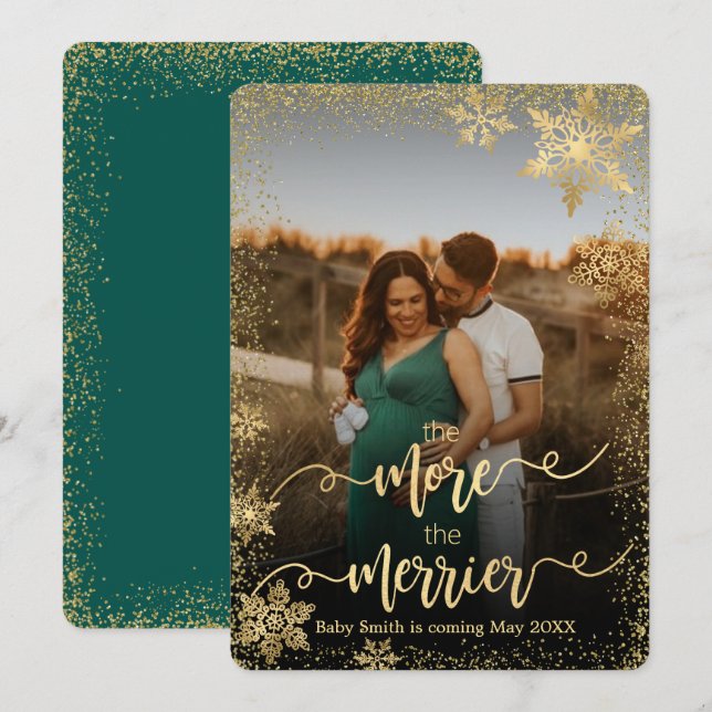 Photo Christmas Pregnancy Announcement Cards (Front/Back)