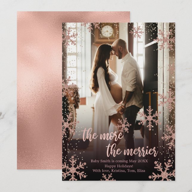 Photo Christmas Pregnancy Announcement Cards (Front/Back)