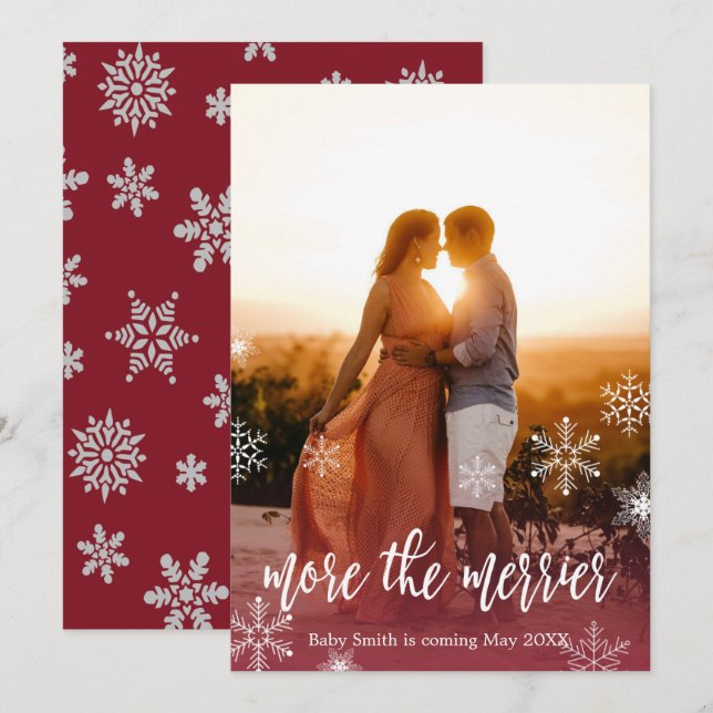 Photo Christmas Pregnancy Announcement Cards (Front/Back)