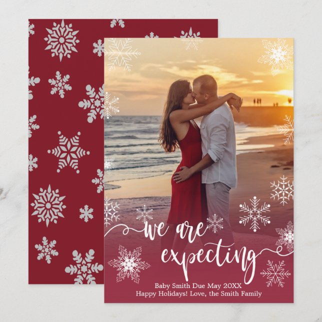 Photo Christmas Pregnancy Announcement Cards (Front/Back)