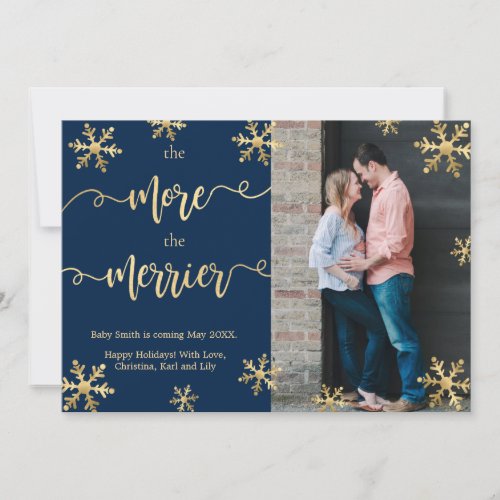Photo Christmas Pregnancy Announcement Cards Navy