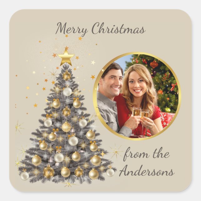 Photo Christmas Sticker - Elegant Style (Front)