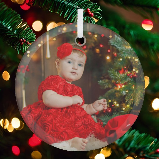 Photo Christmas Tree Gift Glass Ornament (Creator Uploaded)