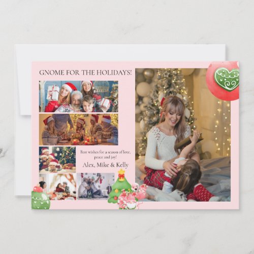 Photo Christmas Watercolor Pink and Green Tropical Invitation