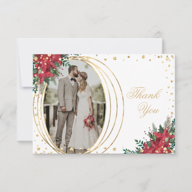 Photo Christmas Wedding Thank You Card (Front)