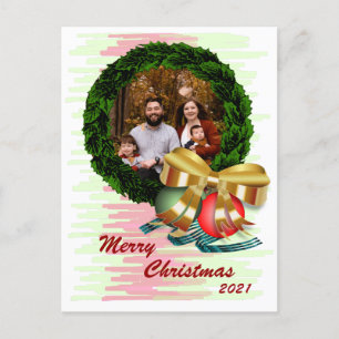 Photo Christmas Wreath Postcard