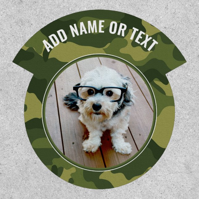 Photo Circle Frame Green Camo - San Serif Text Patch (Front)