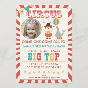 Photo Circus Birthday party Invitation