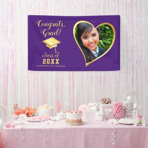 Photo Class 2024 Purple and Gold Graduation Banner