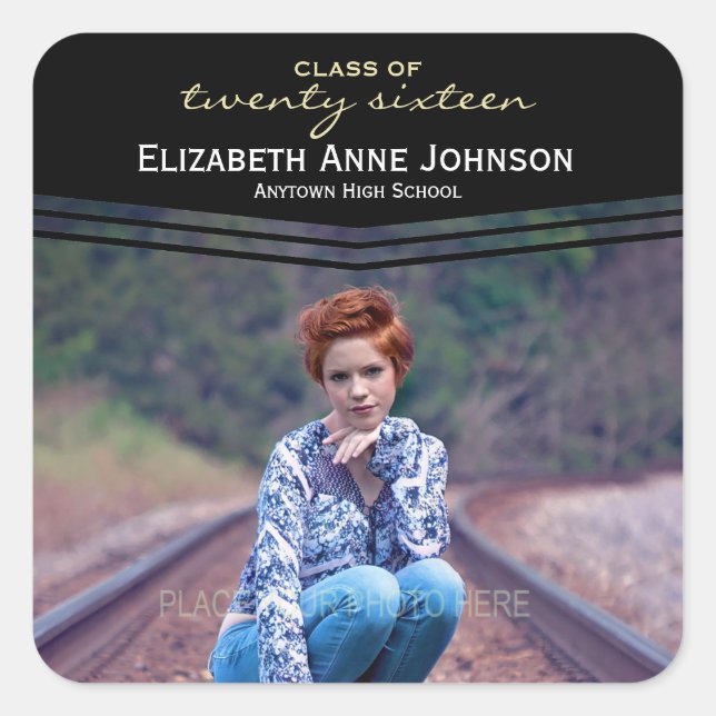 Photo Class of 2016 Photo Graduation Square Sticker (Front)