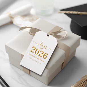 Photo Class of 2026 Gold Script Graduation Gift Tags