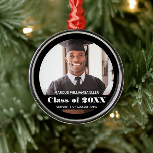 Photo Class Year Black Graduation Metal Ornament