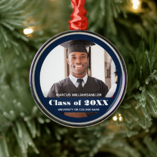 Photo Class Year Blue Graduation Metal Ornament