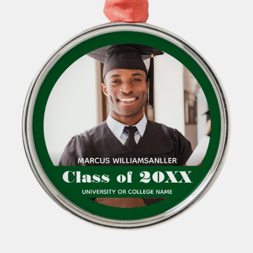 Photo Class Year Green Graduation Metal Ornament