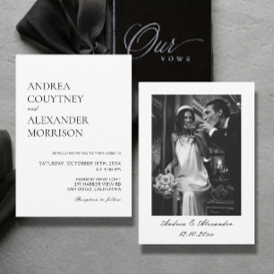 Photo Classic Black and White Wedding Invitation