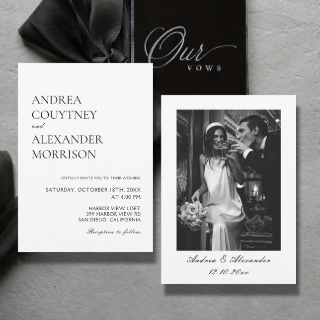 Photo Classic Black and White Wedding Invitation (Creator Uploaded)