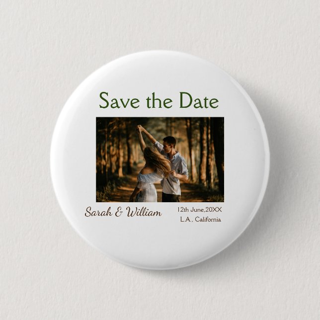 Photo classic white elegant typography wedding mod button (Front)