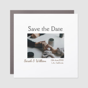 Photo classic white elegant typography wedding mod car magnet