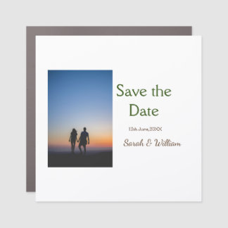 Photo classic white elegant typography wedding mod car magnet