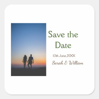 Photo classic white elegant typography wedding mod square sticker