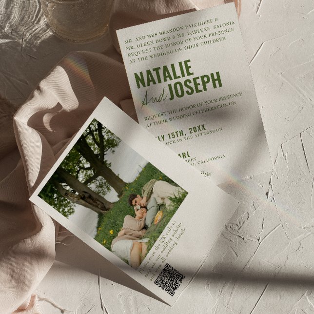 Photo Classy Bright Colorful QR Code Wedding  Invitation (Creator Uploaded)