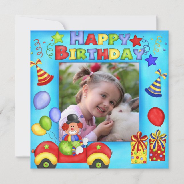 Photo Clown Birthday Party Invitation (Front)